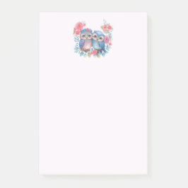 Eulen in der Liebe auf einer Baumzweigung Post-it Klebezettel