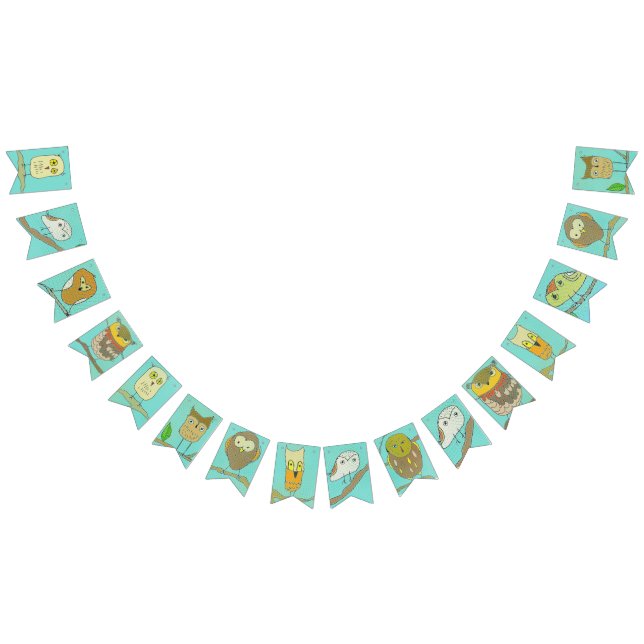Eulen in der WaldPartyfahne Wimpelkette (Alle)