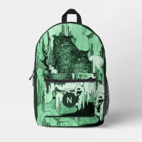 Eulen in Grün und Mint mit Monogramm im Vintage-St