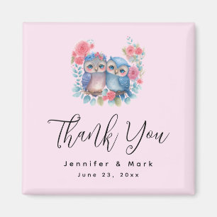 Eulen in Liebe sitzen auf einem Ast Danke Magnet