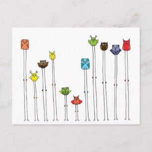 Eulen in Multicoloren Postkarte