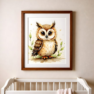 Eulen-Kinderzimmer-Wandkunst – Wald-Babyzimmer  Poster