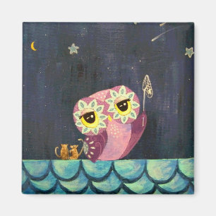 Eulen-Kunst - fangen Sie einen fallenden Stern Magnet