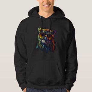 Eulen-Kunstwerk Tierbrille Bunte Vogel Eule Hoodie