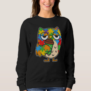 Eulen lieben grafisches Puzzle Autismus-Bewusstsei Sweatshirt