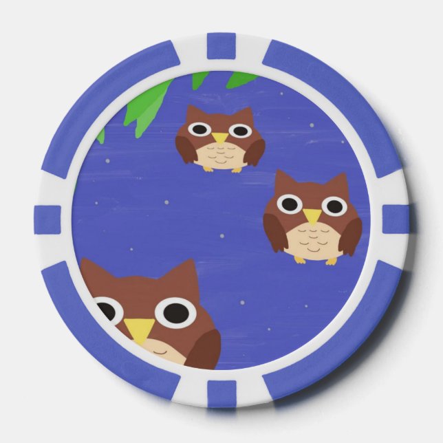 Eulen Malkunst Pokerchips (Vorderseite)