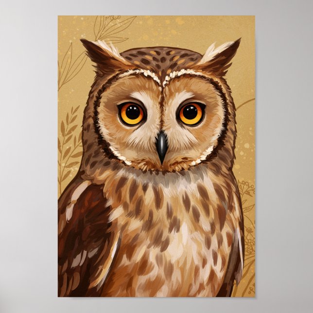 Eulen-Poster im stylisierten Kunststil Poster (Vorne)