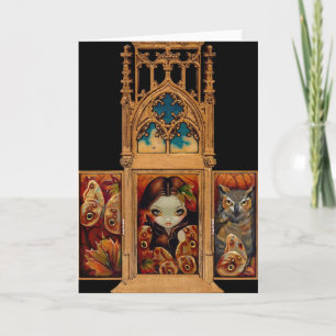 "Eulen-Schmetterlings-Triptychon-" Gruß-Karte Karte