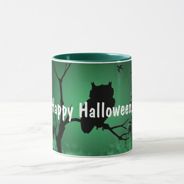Eulen-Silhouette Halloween Tasse (Zentrum)