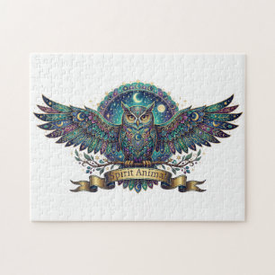 Eulen-Spirit-Animal-Himmels-Art Nouveau Puzzle