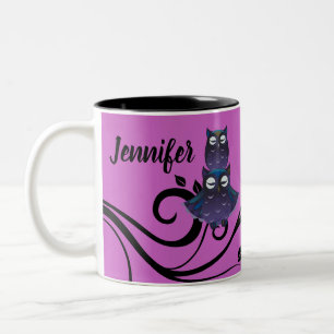 Eulen-Thema Lila Eulentasse Kaffeetasse individuel