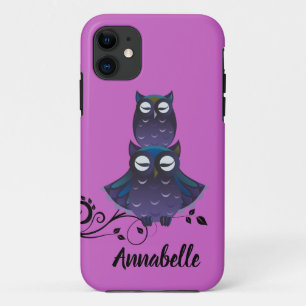 Eulen-Thema Lila iPhone-Handyhülle Case