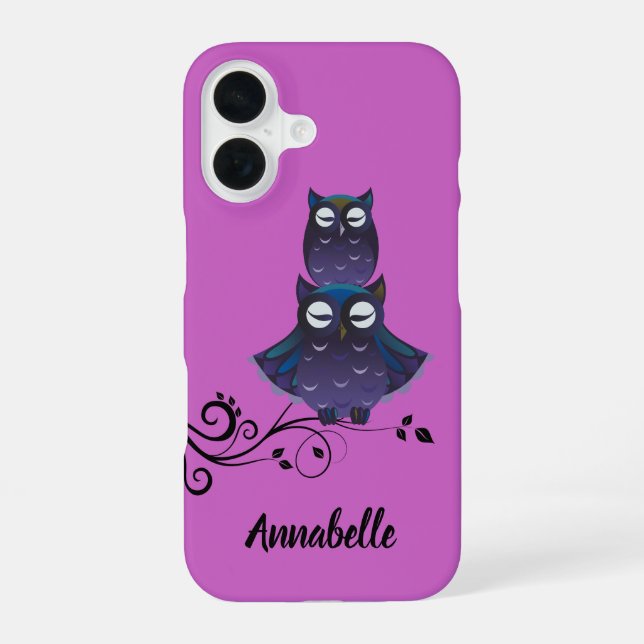 Eulen-Thema Lila iPhone-Handyhülle iPhone 16 Hülle (Rückseite)