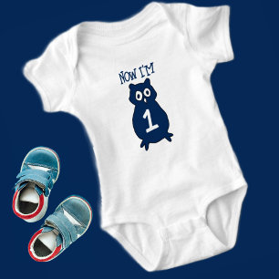 Eulen-Themen-Geburtstag ein Jahr alt Baby Strampler