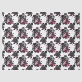 Eulen und Blume auf der White Decoupage Seidenpapier