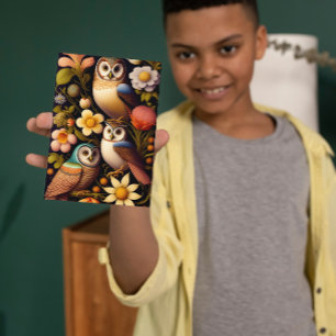 Eulen und Blume Modernes Haeckel Gruß Karte