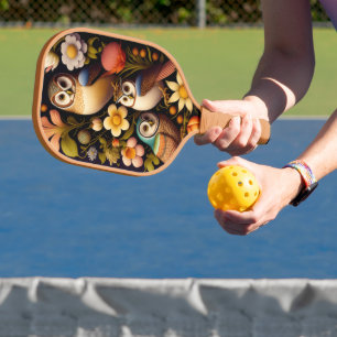 Eulen und Blume Modernes Haeckel Pickleball Schläger