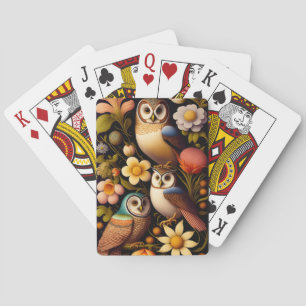 Eulen und Blume   Modernes Haeckel Spielkarten