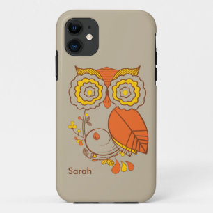 Eulen- und Blumendesign, orange braun gelb. iPhone Case-Mate iPhone Hülle