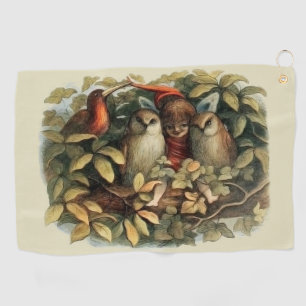 Eulen und Elfen Feen Natur Illustration Golfhandtuch