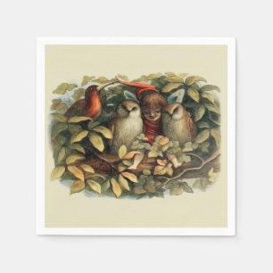 Eulen und Elfen Feen Natur Illustration Serviette