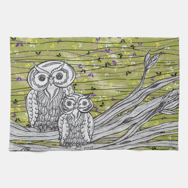 Eulen und Geschirrtuch der Schmetterlings-2 (Horizontal)