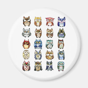 Eulen und Katze Magnet
