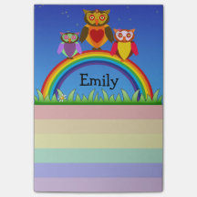 Eulen-und Regenbogen-Herz-Post-Itanmerkung