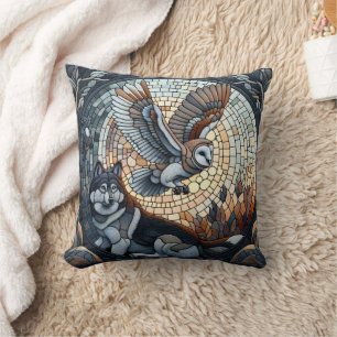 Eulen- und Wolf-Mosaik-Natur-Kunst Ai Kissen