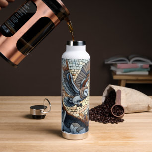 Eulen- und Wolf-Mosaik-Natur-Kunst Trinkflasche
