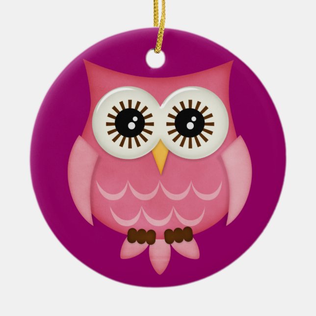 Eulen-Verzierung Keramik Ornament (Vorne)