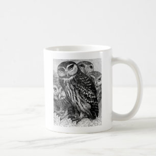 Eulen, Vintage Gravur Tasse