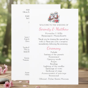 Eulen-Wald-Boho-Landhochzeitsprogramm