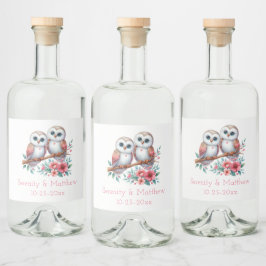 Eulen-Wald-Boho-Rustikale-Landhochzeit Alkoholflaschenetikett