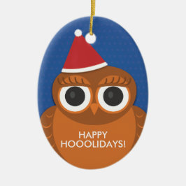 Eulen-WeihnachtsWeihnachtsmannmützeverzierung Keramik Ornament