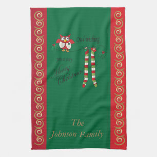 Eulen-Wunsch Sie frohen Weihnachten Handtuch