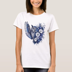 Eulendesign mit Blumen PNG Wasserfarben Floral Vog T-Shirt