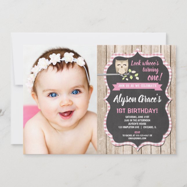 Eulengeburtstags-Fotoeinladungen, Mädchenwaldland Einladung (Vorderseite)