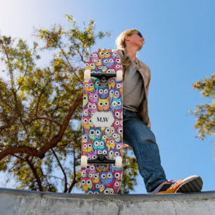Eulengewächse Cartoon-Vögel Muster-Monogramm-Sport Skateboard