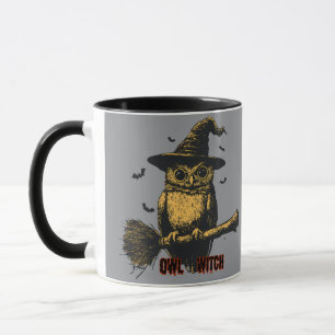 Eulenhexe Gruselig Süße Halloween-Magie-Vogel-Kaff Tasse