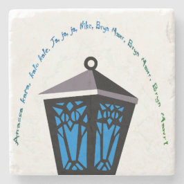 Eulenlaternen-Steinuntersetzer - Hellblau Steinuntersetzer