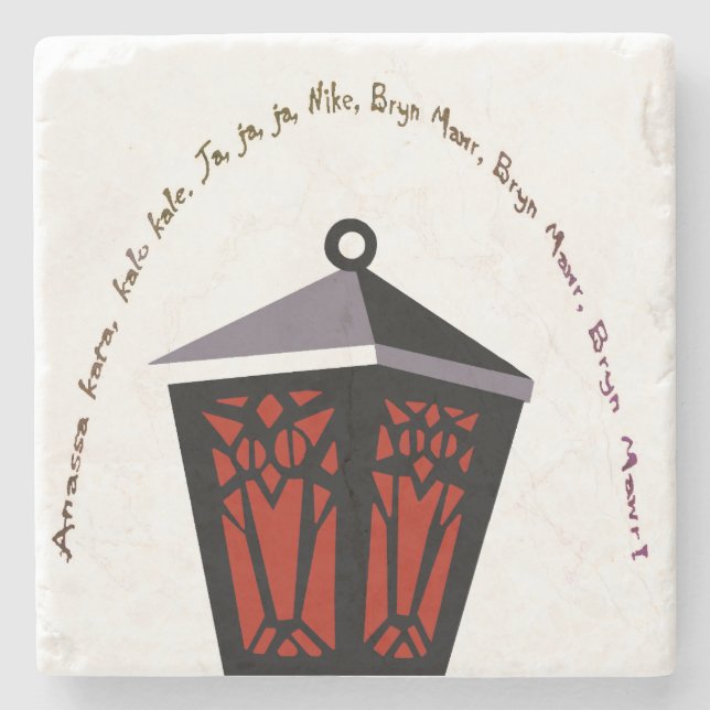 Eulenlaternen-Steinuntersetzer - Rot Steinuntersetzer (Vorderseite)