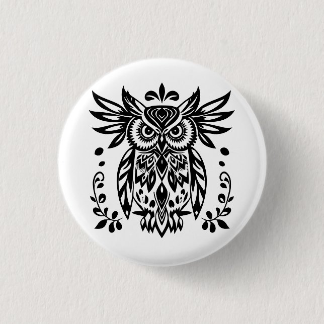 Eulenliebhaber Rustikale Waldlandschaften Schwarz  Button (Vorderseite)