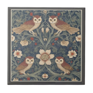 Eulenmuster im Vintage-William-Morris-Stil Eulen Fliese