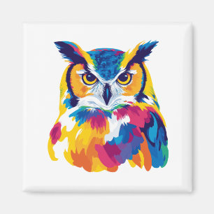 Eulenporträt-Illustration Aquarellmalerei Magnet