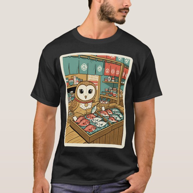 Eulenschwarm Fischmarkt Kawaii T-Shirt (Vorderseite)