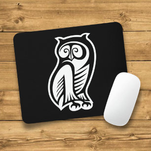 Eulensymbol Weiß Mousepad