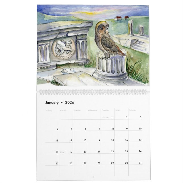 Eulentierkreis-Fantasie-Aquarelle 2015 Kalender (Jan 2026)