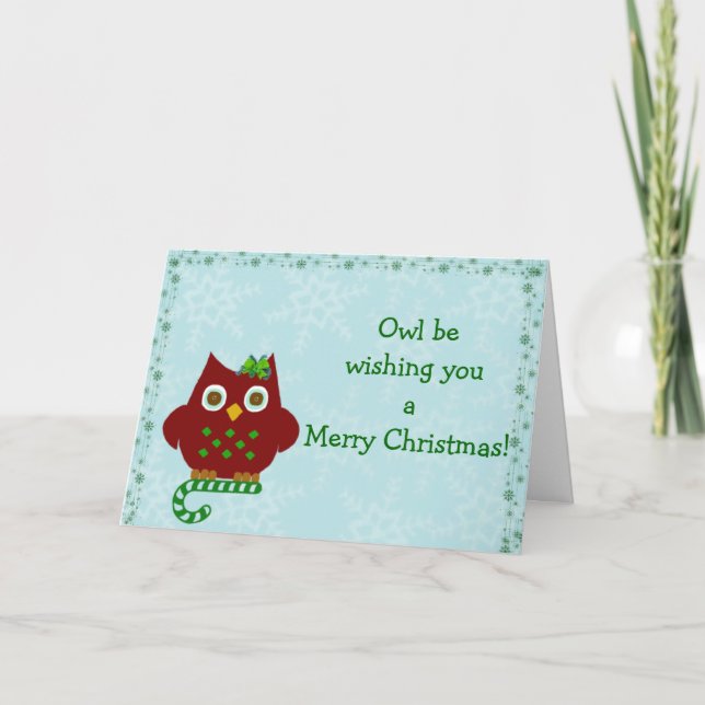 Eulenwunsch Sie frohen Weihnachten! Feiertagskarte (Vorderseite)