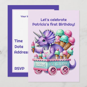 Eunisex-Kinder-Dinosaurier-Eis-Party  Einladung